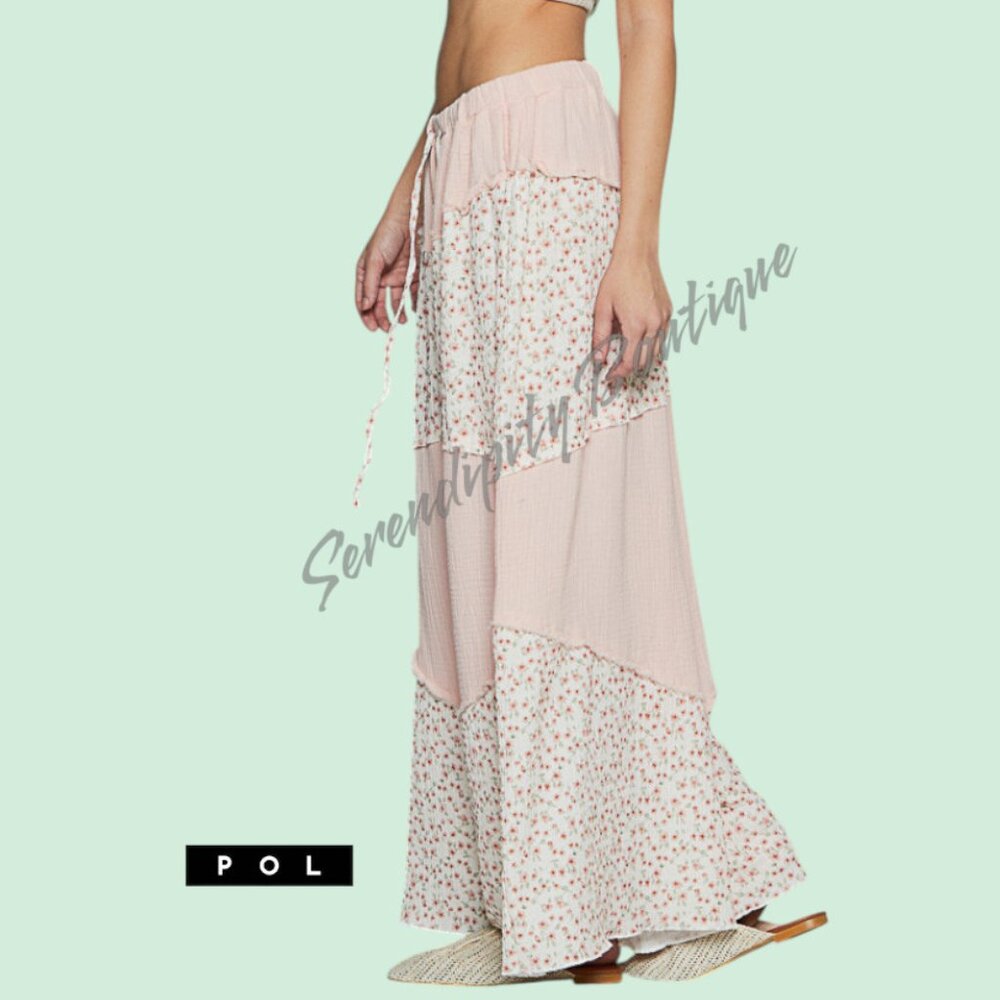 NWOT POL Pink Floral Wide Leg Pants